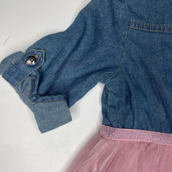 Zunie Girls Cotton Blend Denim & Pink Glitter Unicorn Tutu Dress - 2T - Picture 6 of 11